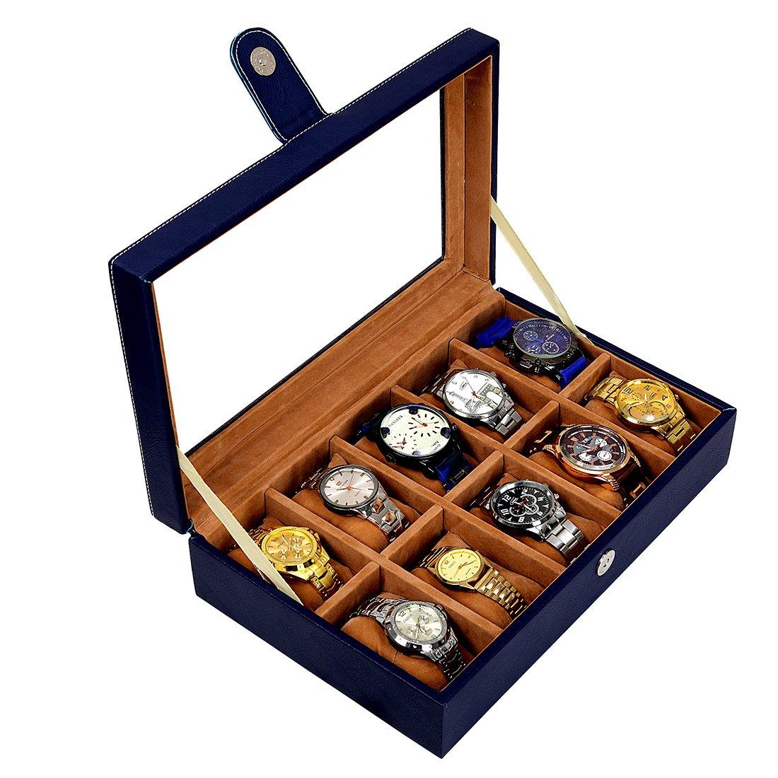 Leather World Unisex 10 Slots Watch Organiser Box - Leatherworldonline.net