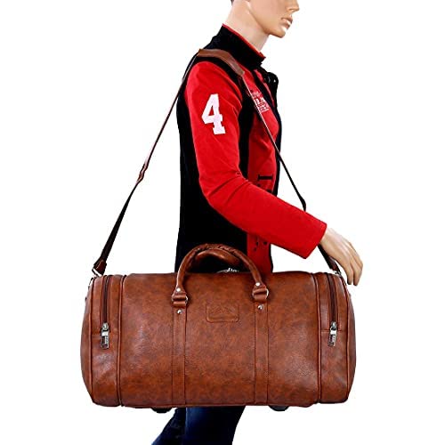 Leather World Faux Leather 27 Cms Travel Duffle(BIGDB_ Tan)