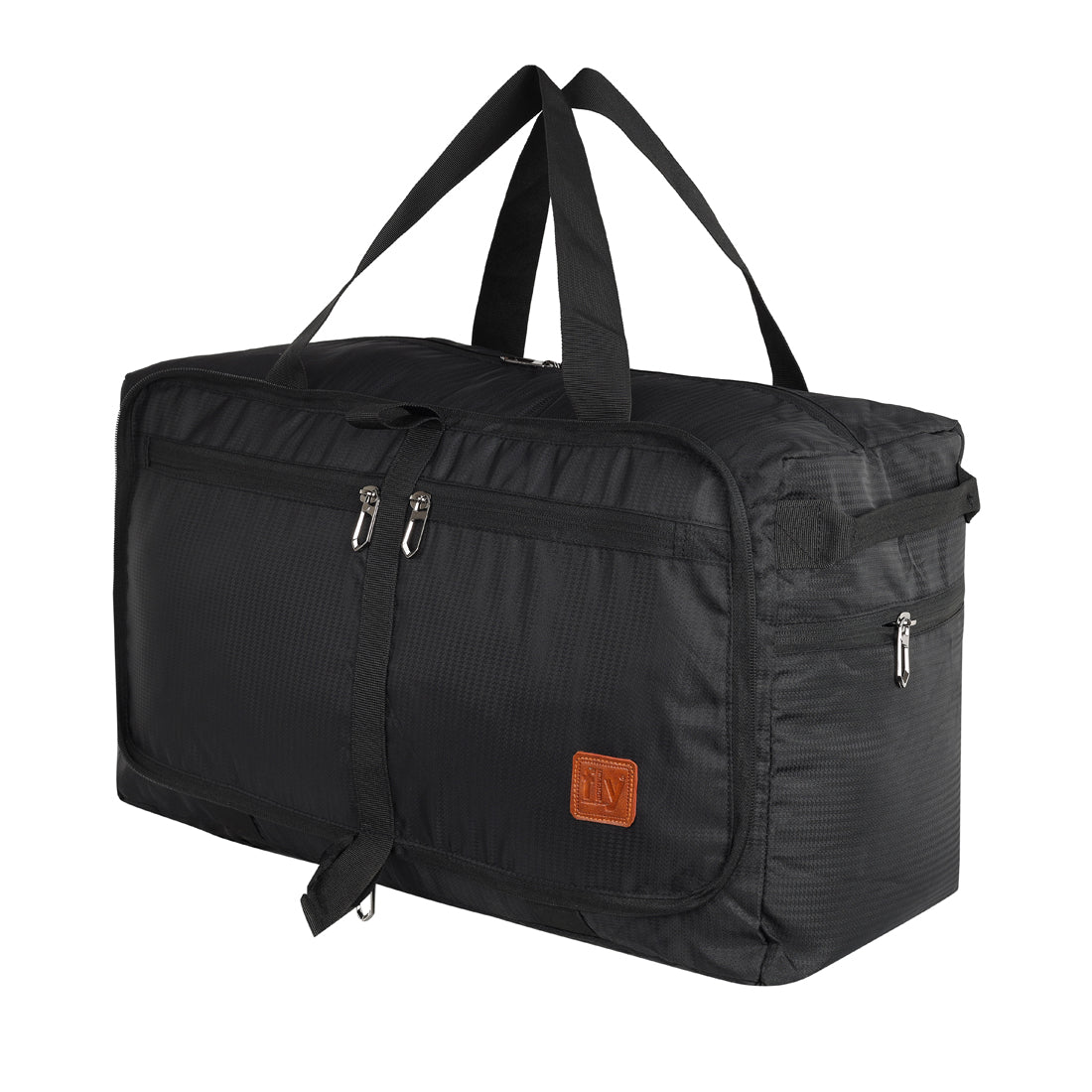 Fly Fashion Polyester Fold able Travel Duffel Bag Men Luggage Women -(Black)