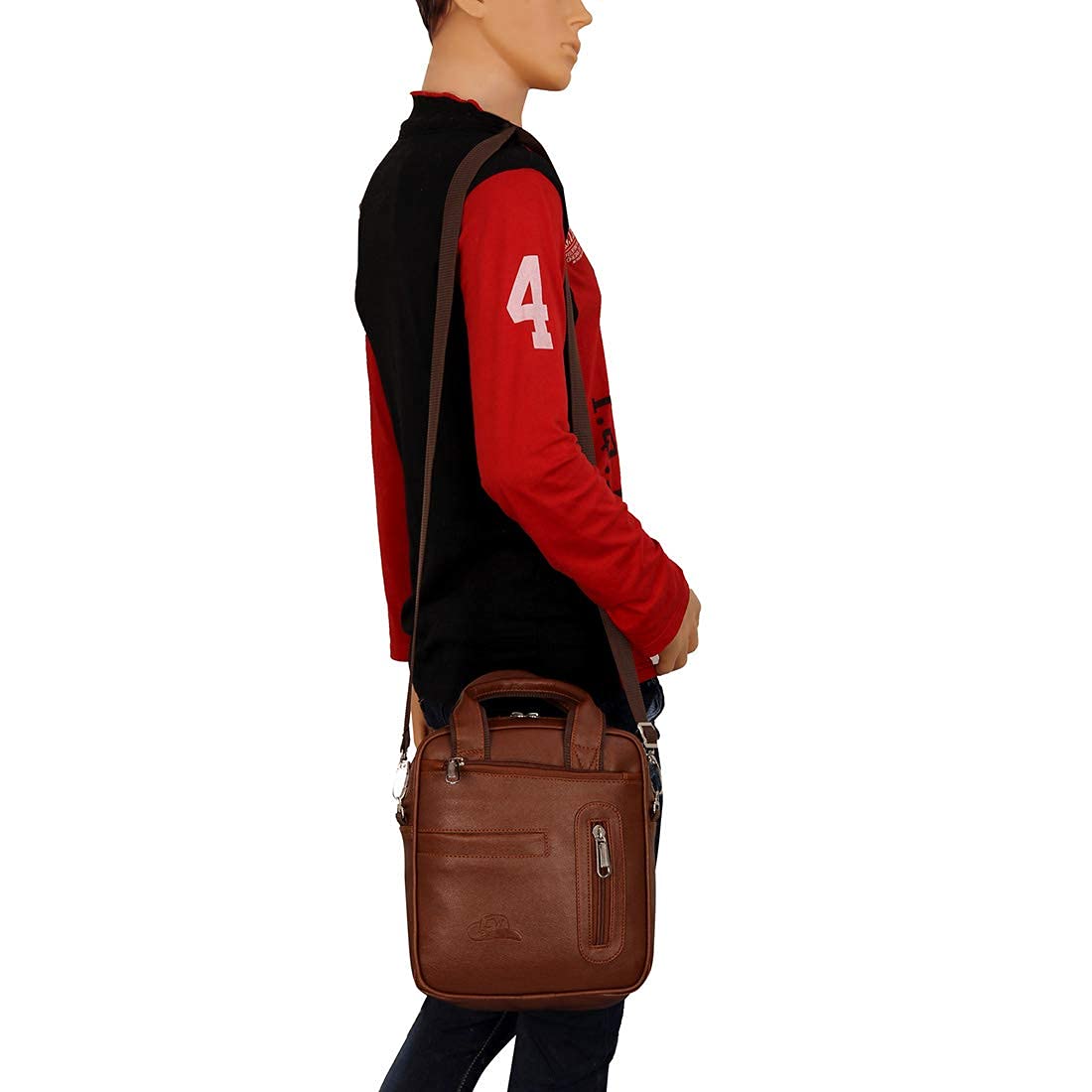 Leather World PU Leather Sling Bag Men Women Cross Body Travel Messenger