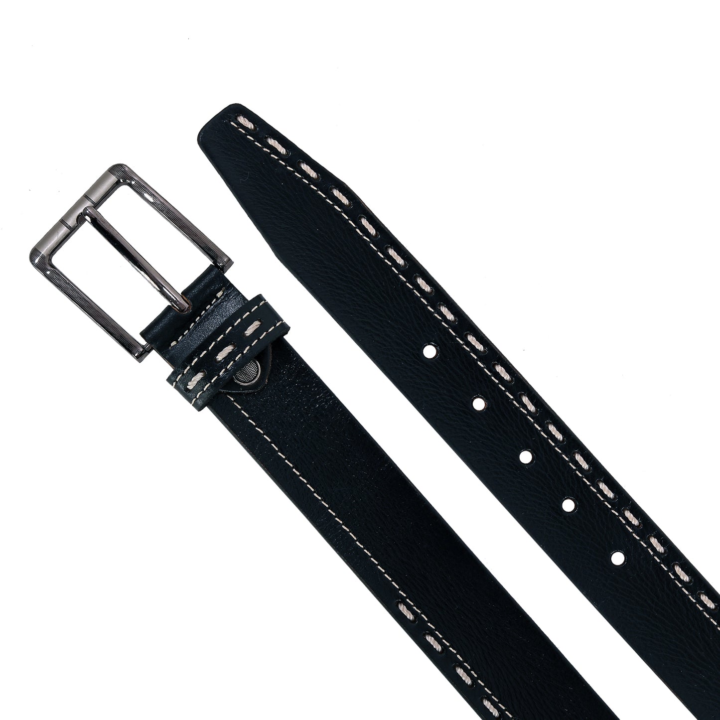 Leather World Pin Lock Buckle Genuine Leather Formal Casual Black Belt For Men Elegant Gift Box