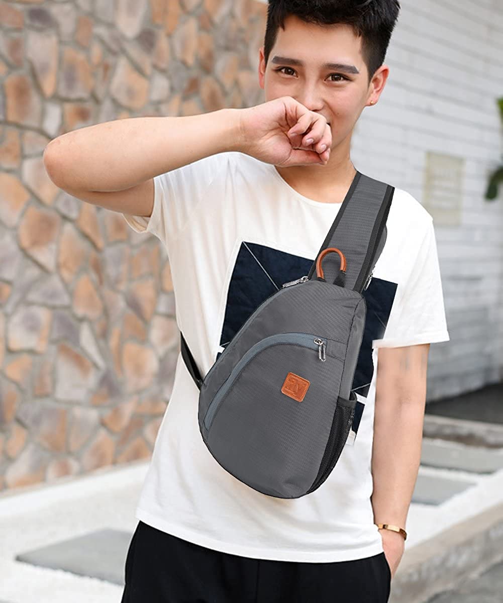 Sling Crossbody Backpack Shoulder Bag Men Women Leather Chest