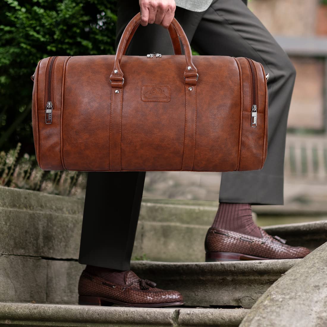 Leather World Faux Leather 27 Cms Travel Duffle(BIGDB_ Tan)