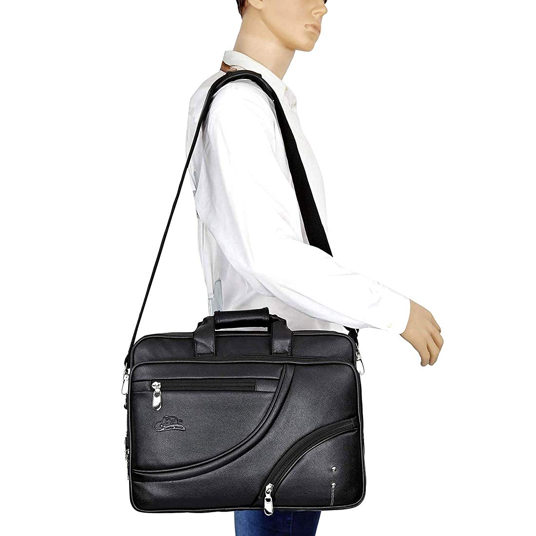 QUARRYUS Men Briefcases Men's Bag PU Leather Office Bags for Men for 15 inch Laptop Bag Leather Briefcase Man Lawyer/Computer Bags Handbags, Black