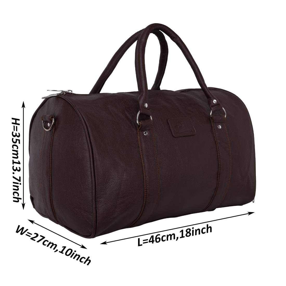 Leather World Brown Pu Leather Sports Gym Duffle Bag with Shoe Compartment