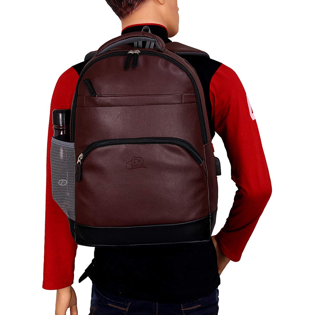 Leather World 15.6 inch PU Leather Travel USB College Laptop Backpack Men  Women: Buy Leather World 15.6 inch PU Leather Travel USB College Laptop Backpack  Men Women Online at Best Price in