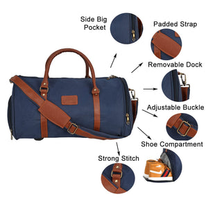 Leather World 46.2 Liter Nylon Water Resistant Sports Gym Travel Weekender Duffel Bag with Shoe Compartment for Men and Women