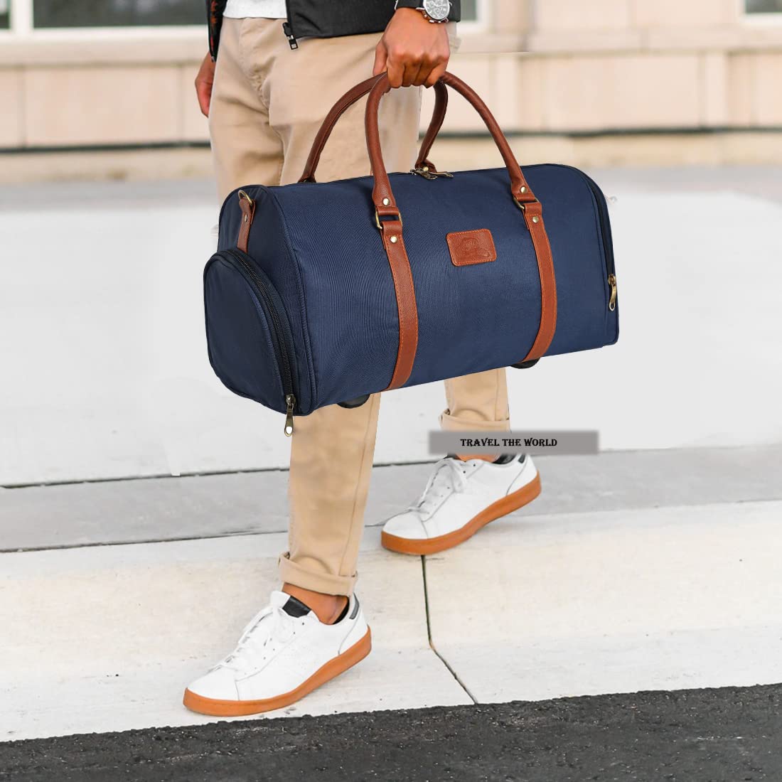 Leather World 46.2 Liter Nylon Water Resistant Sports Gym Travel Weekender Duffel Bag with Shoe Compartment for Men and Women