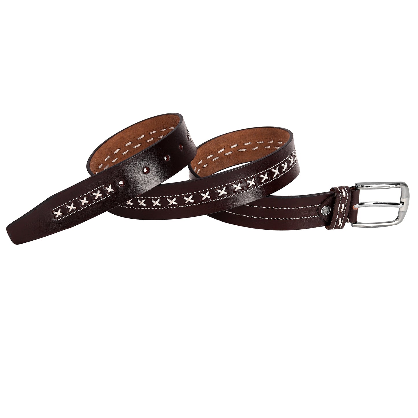 Leather World Formal Casual Brown Color Branded Stylish Genuine Leather Belts For Men