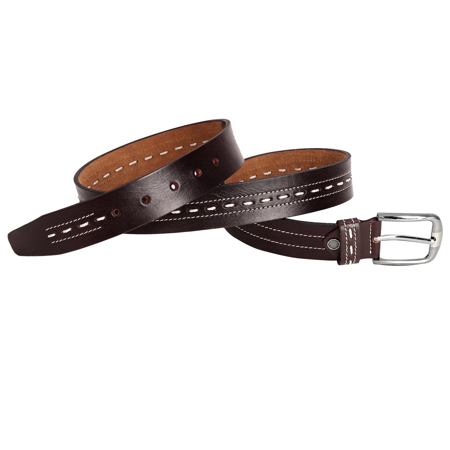 Leather World Formal Casual Brown Color Branded Stylish Genuine Leather Belts For Men