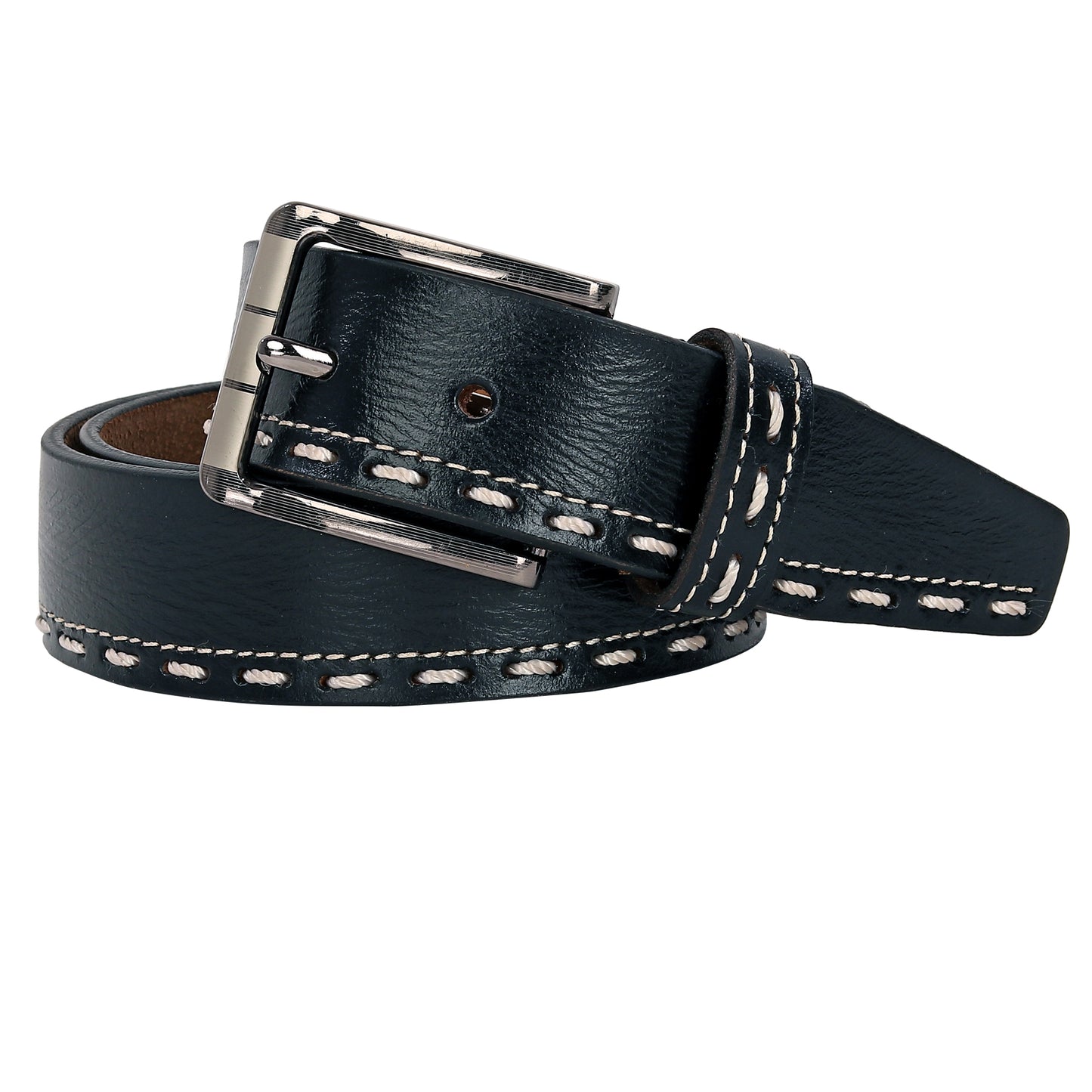 Leather World Pin Lock Buckle Genuine Leather Formal Casual Black Belt For Men Elegant Gift Box