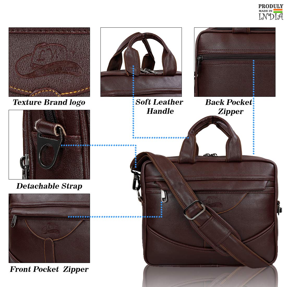 AYPIO DIER Leather Laptop Bag for Men | Genuine Leather Office Messenger Bag  | Business Executive Bag with Trolley Strap | Fits Up to 14 15 16 inch  laptop (Brown) : Amazon.in: Computers & Accessories