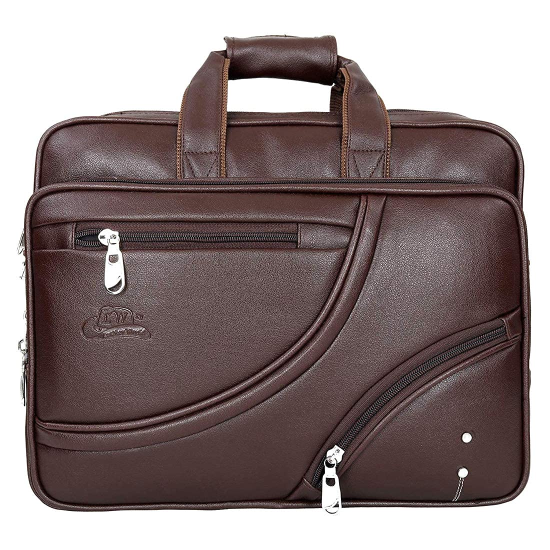 Leather World Pu Leather Expandable 15.6 inch Laptop Bag Office Bag for Men and Women Briefcase- Brown