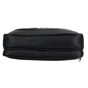Leather World Vegan Leather Briefcase Laptop Office Bag for Men and Women with Padded Protection for 14 inch Laptop Black