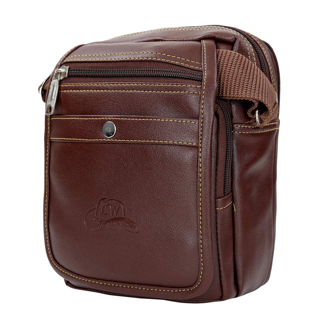 Leather World Vegan Leather Shoulder Bags Small Vertical Cross Body Messenger Bag Small Water resistant Satchel for Men and Women