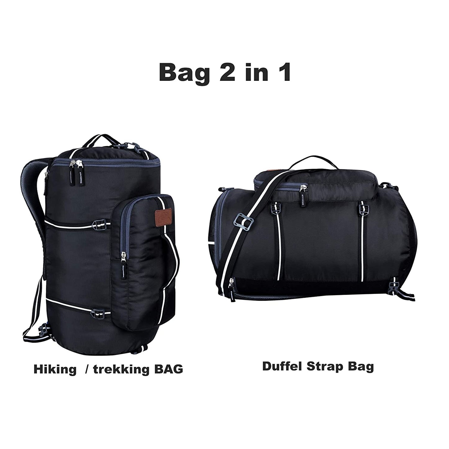 Leather World Polyester 28 Cms Travel Duffle(Hiking_ Black-3)