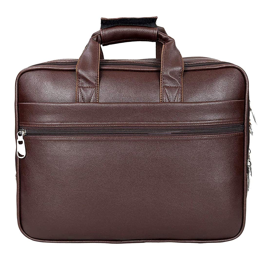 Leather World Pu Leather Expandable 15.6 inch Laptop Bag Office Bag for Men and Women Briefcase- Brown