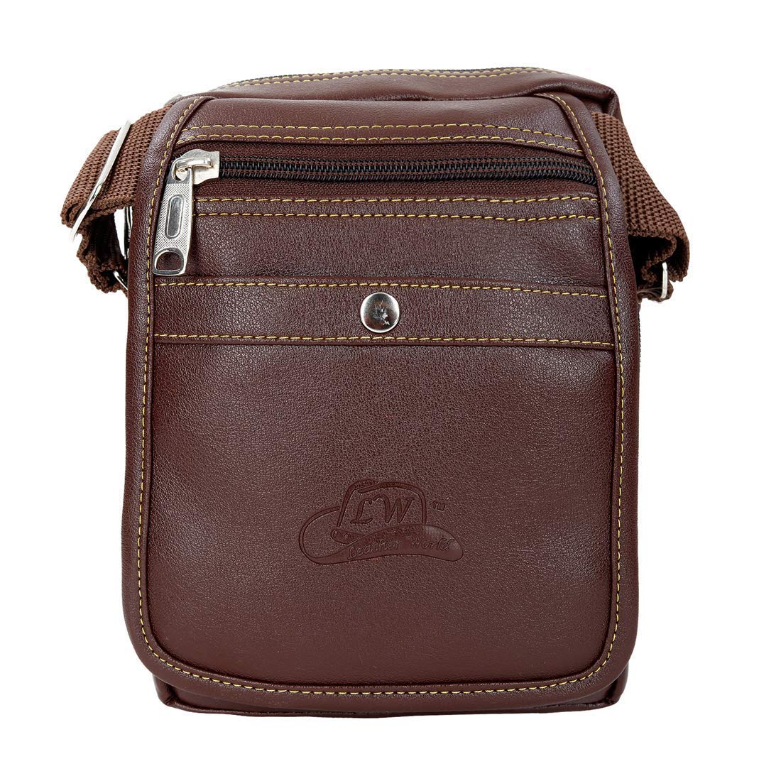 Leather World Vegan Leather Shoulder Bags Small Vertical Cross Body Messenger Bag Small Water resistant Satchel for Men and Women