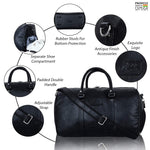 Load image into Gallery viewer, Leather World Black Pu Leather Sports Gym Duffle Bag with Shoe Compartment
