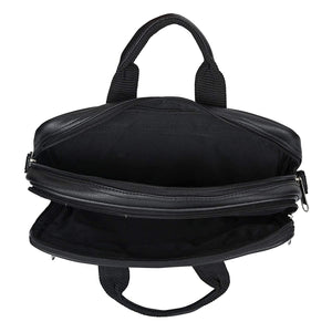 Leather World Vegan Leather Briefcase Laptop Office Bag for Men and Women with Padded Protection for 14 inch Laptop Black