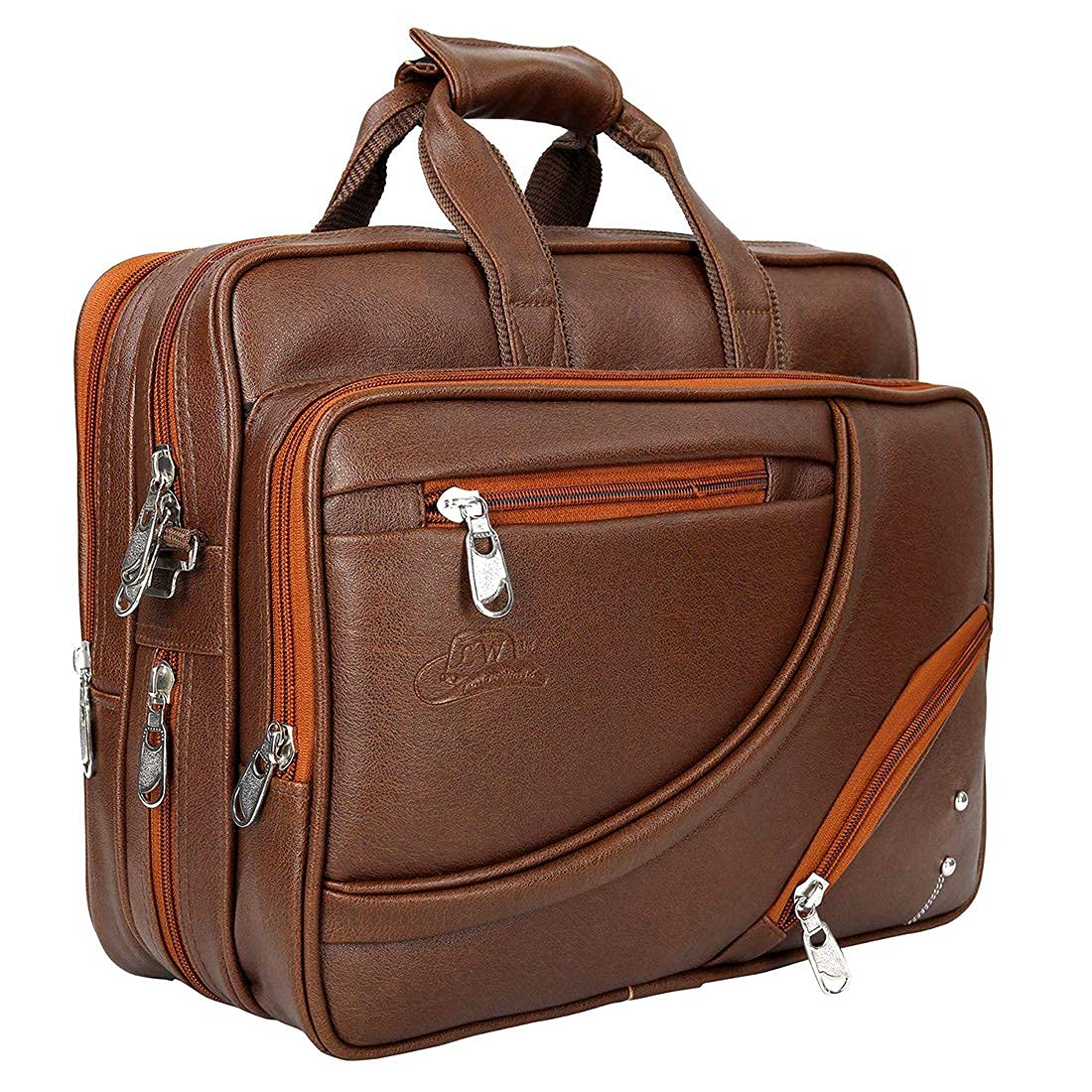 Leather World Pu Expandable 16 inch Water Resistant Laptop Office Business Bag Men Women Messenger Briefcase - Tan