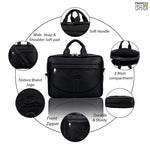 Load image into Gallery viewer, Leather World Vegan Leather Briefcase Laptop Office Bag for Men and Women with Padded Protection for 14 inch Laptop Black
