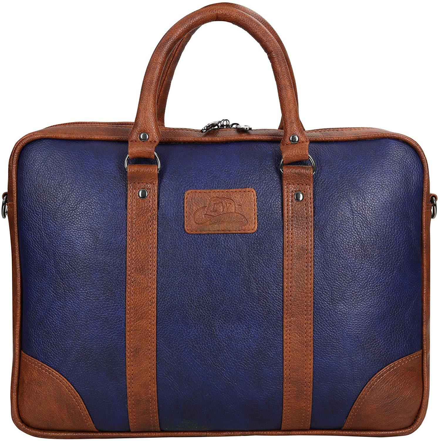 Leather World Blue 15.6 inch Laptop Bag for Men Office Bag for Men Messenger Bag - Leatherworldonline.net