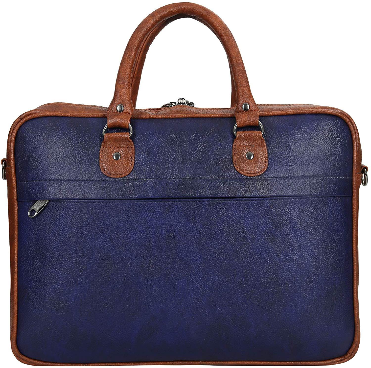 Leather World Blue 15.6 inch Laptop Bag for Men Office Bag for Men Messenger Bag - Leatherworldonline.net
