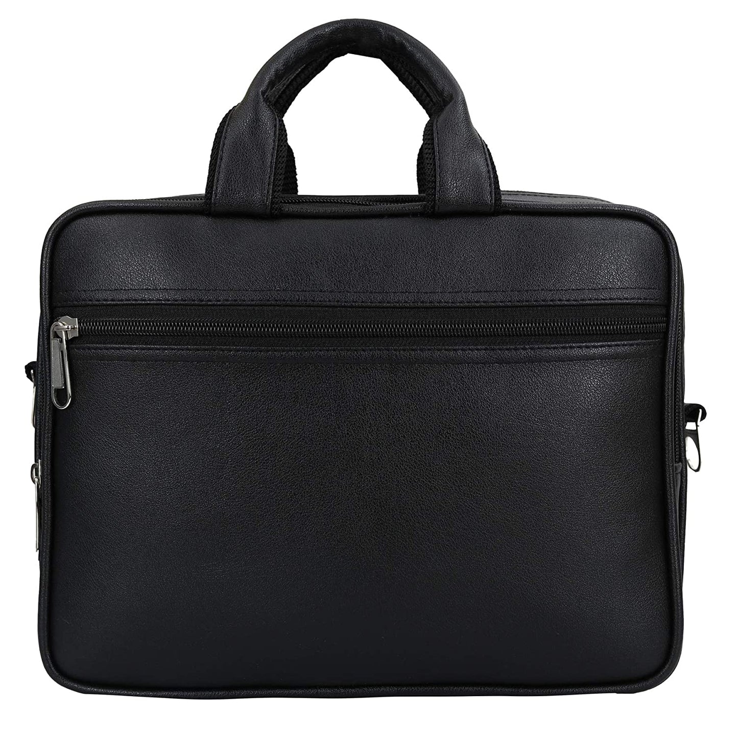 Leather World Vegan Leather Briefcase Laptop Office Bag for Men and Women with Padded Protection for 14 inch Laptop Black