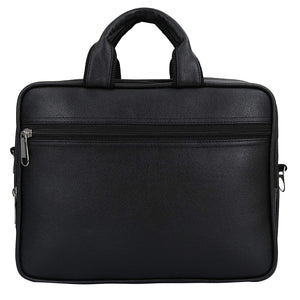 Leather World Vegan Leather Briefcase Laptop Office Bag for Men and Women with Padded Protection for 14 inch Laptop Black