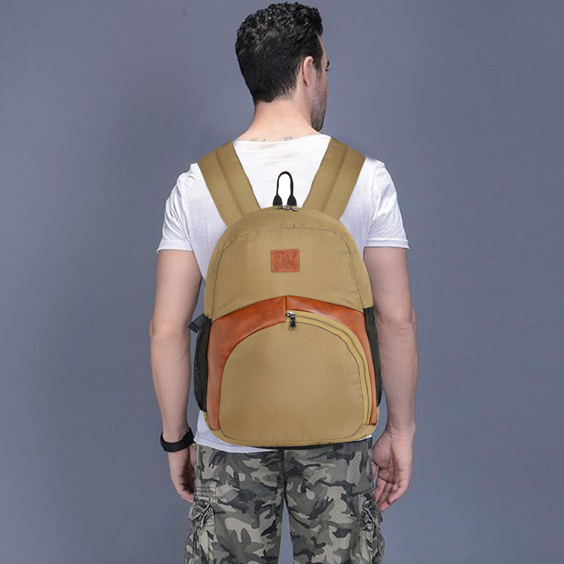 Fly Fashion Polyester Water Repellent Casual College Backpack for Laptop Bag up to 16 inch Men Women Dark Khaki