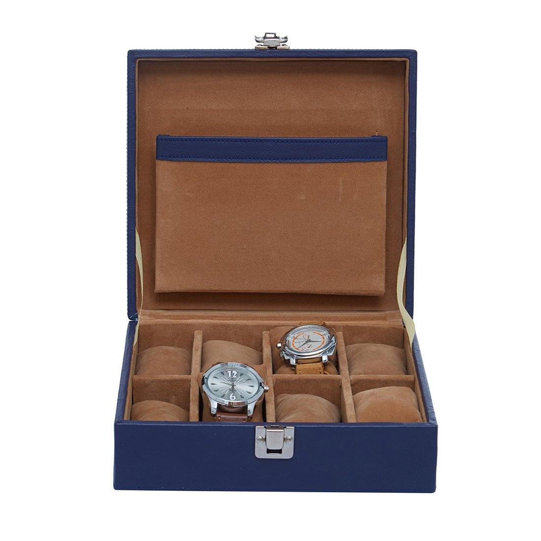 8 Slots Elegant Watch Organizer Box With Plain PU Leather Finish