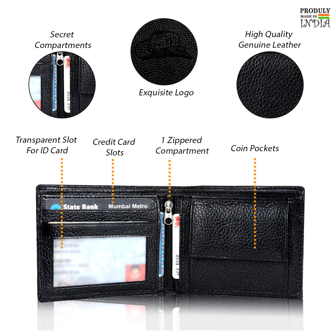Stylish Genuine Grain Leather Wallet For Men –