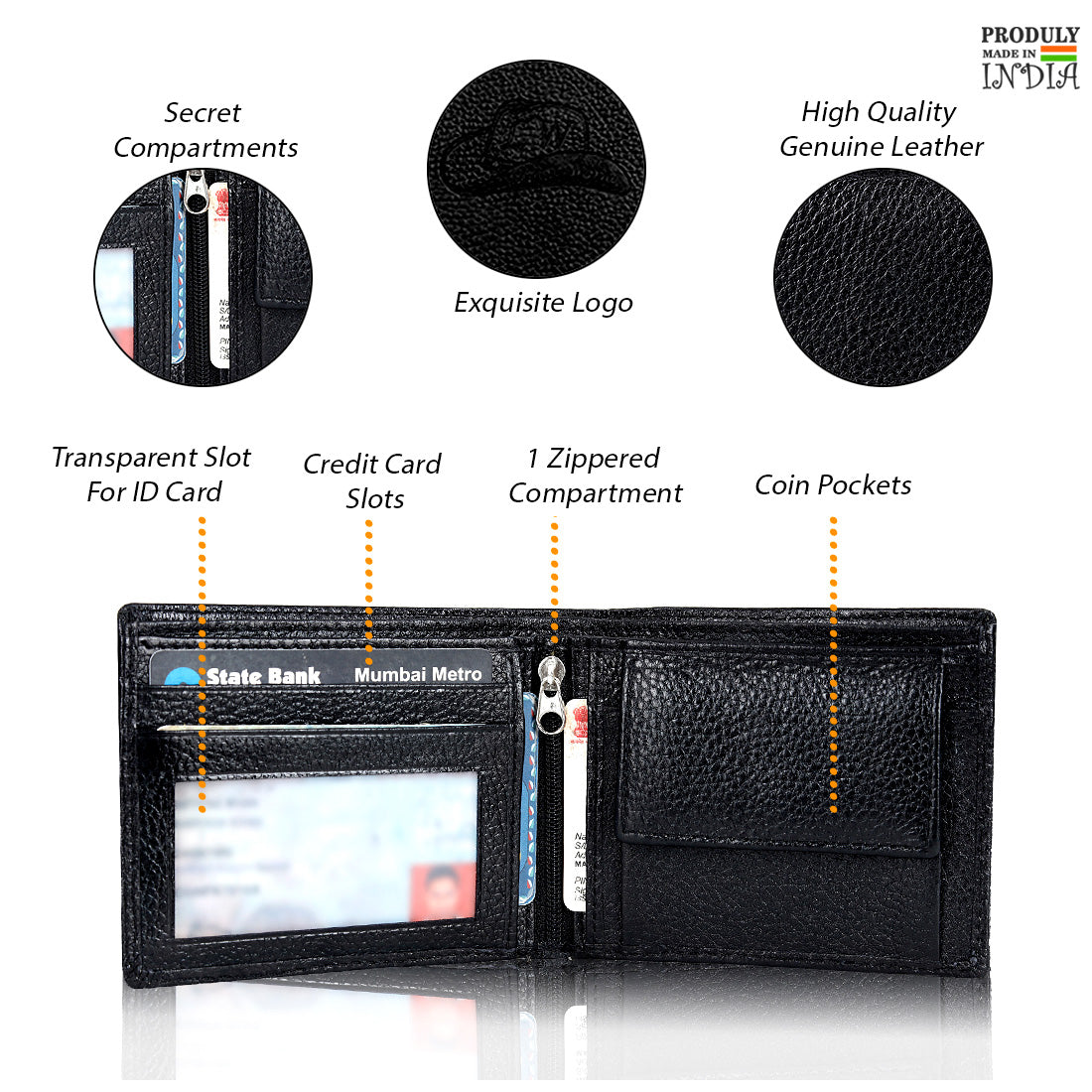 Leather World Stylish Genuine Grain Leather Wallet For Men