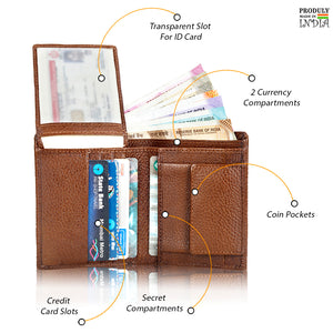 Genuine Gritty Leather Casual Wallet For Men