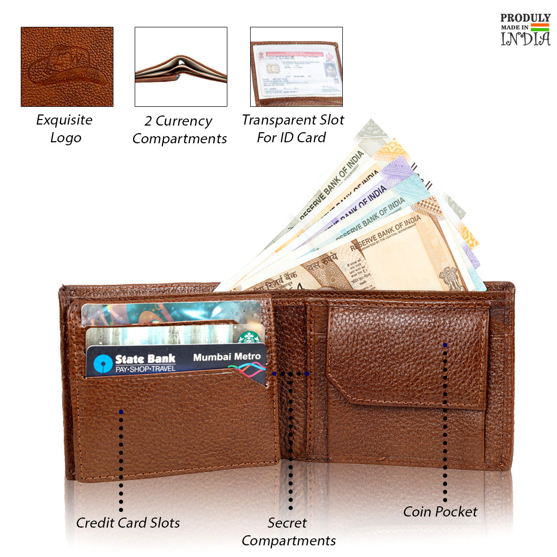 Leather World Genuine Grained Leather Wallet For Men