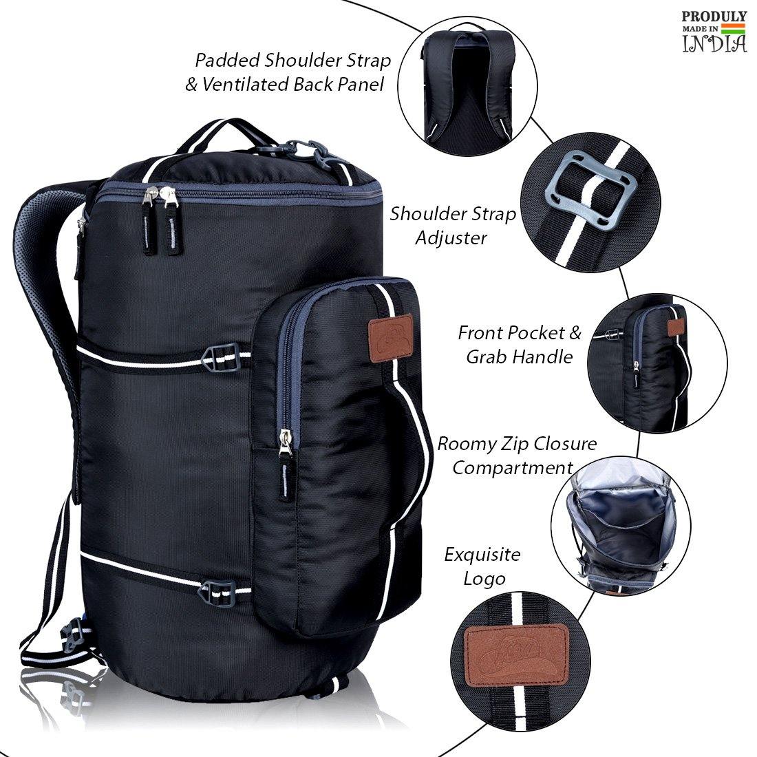 Black Nylon Unisex Casual Adventure Companion Trekking Rucksack Bag