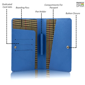 Genuine Grained Leather Sky Blue Unisex Multi-Purpose Holder