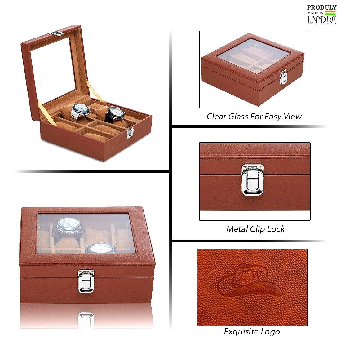 Leather World Unisex 8 Slots Watch Organiser Box - Leatherworldonline.net