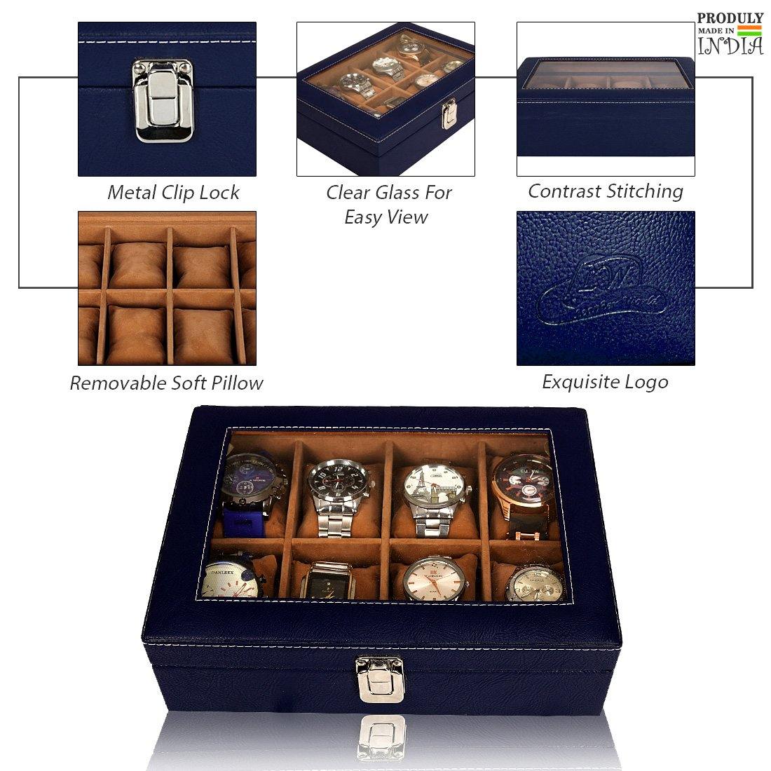 Leather World Unisex 8 Slots Watch Organiser Box - Leatherworldonline.net