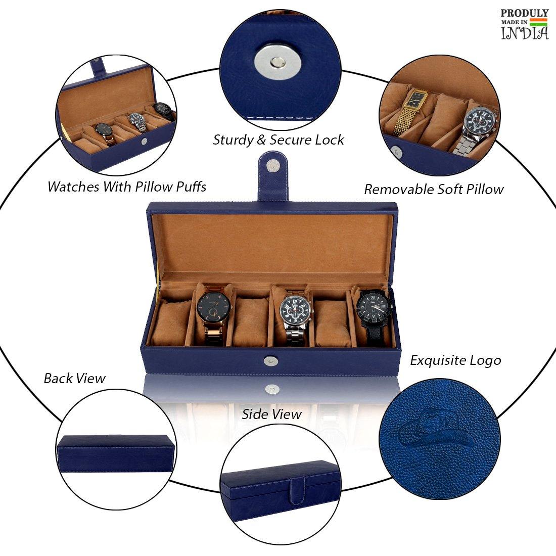 Leather World Unisex 6 Slot Watch Organizer Box For Watch Enthusiasts