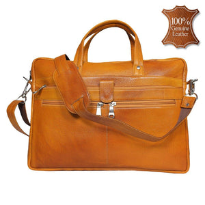 Leather World 8.5 Liter Rust Genuine Leather Designer Laptop with Zip Closure Travel Bag OB1002 - Leatherworldonline.net