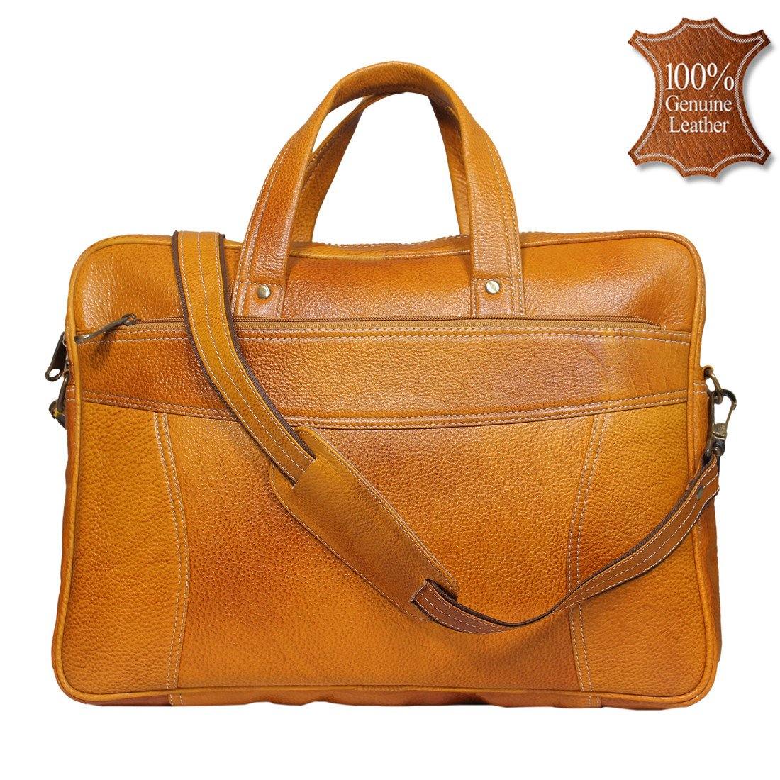 Leather World 9 Liter Rust Genuine Leather Designer Laptop with Zip Closure Travel Bag OB1008 - Leatherworldonline.net