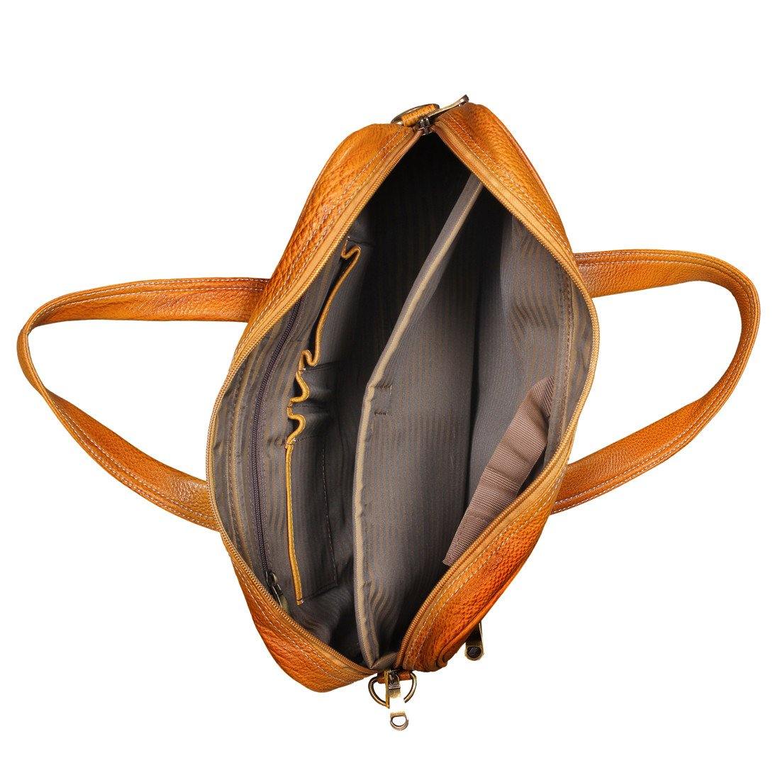 Leather World 9 Liter Rust Genuine Leather Designer Laptop with Zip Closure Travel Bag OB1008 - Leatherworldonline.net