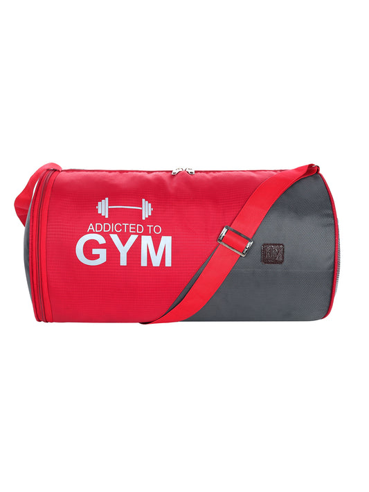 Fly Fashion Water Resistant 32 Ltrs Travel Duffel for Gym Sports for Men and Women with Separate Shoes Compartment (Red/Grey)