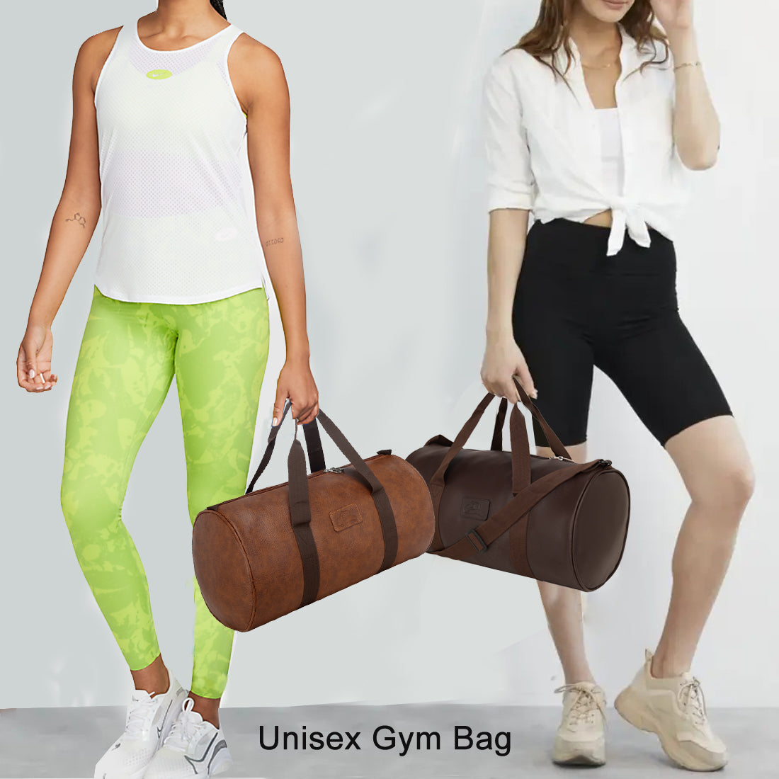 Leather World PU Leather Travel Duffle Bag for Men Women Luggage Sports Gym (Tan)