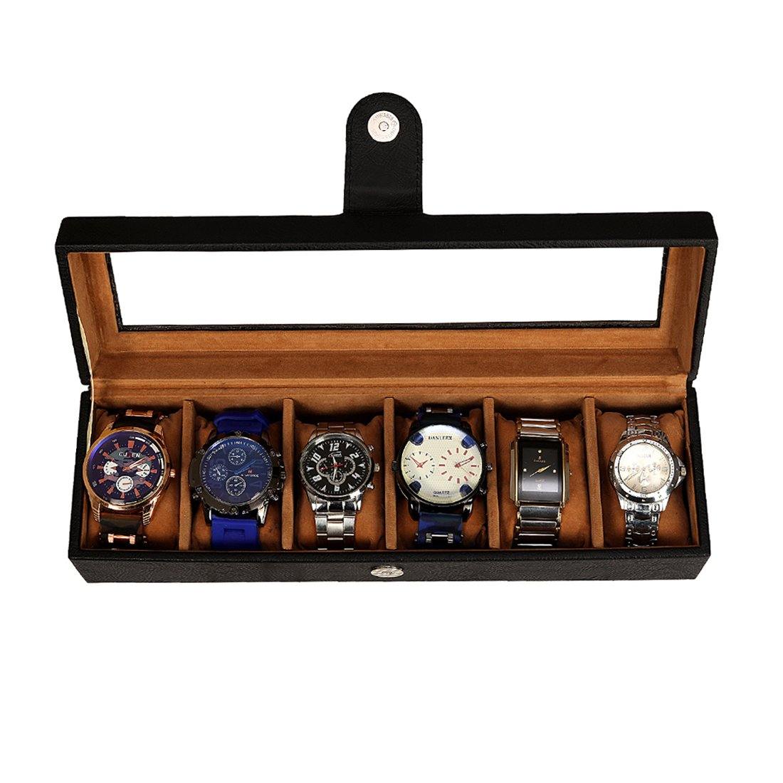 6 Slots Classy Watch Box Organizer with Viewing Window