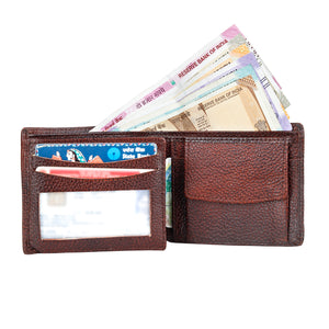Genuine Grain Leather Wallet With Flap For Men