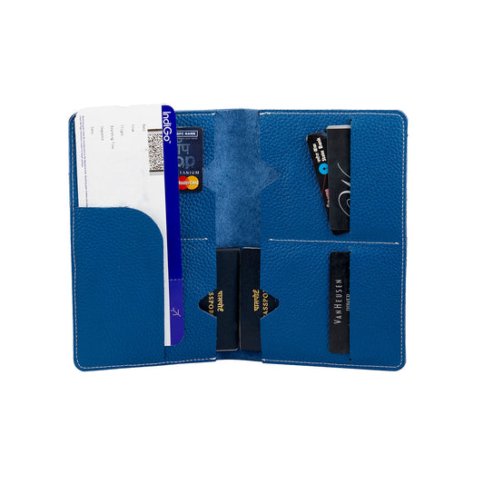 Genuine Grained Leather Unisex Dark Blue Multi-purpose Holder