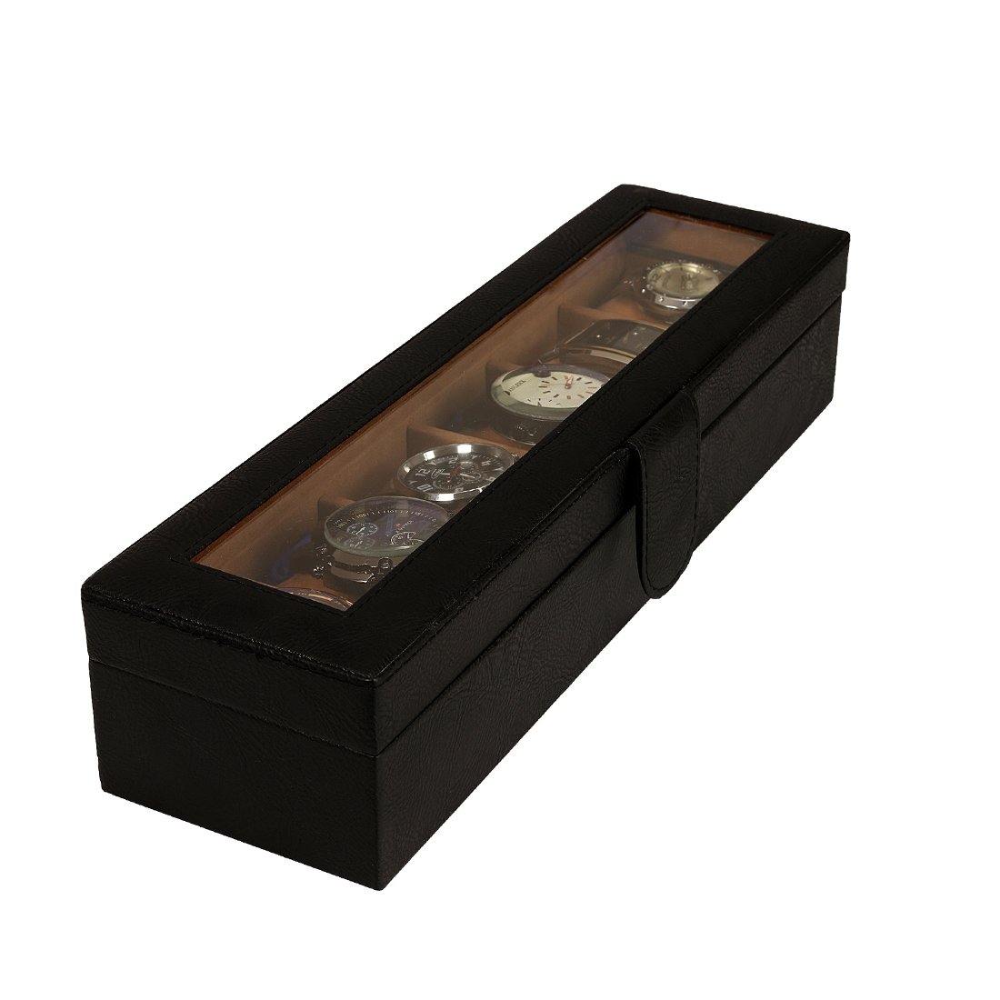Leather World Unisex 6 Slots Watch Organiser Box - Leatherworldonline.net